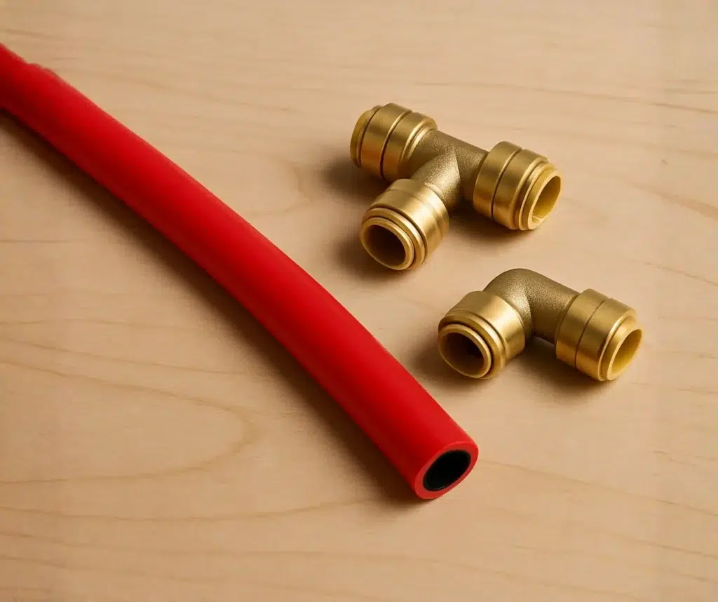 PEX tubing and push-to-connect fittings